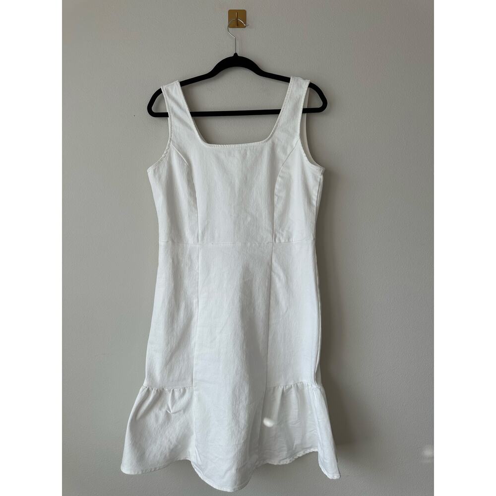 Y2K Nanette Lepore White Denim Fit & Flare Dress Size M Structured Stretch Mini